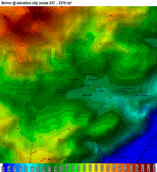 Borno elevation map