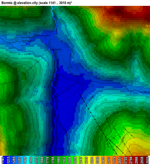 Bormio elevation map