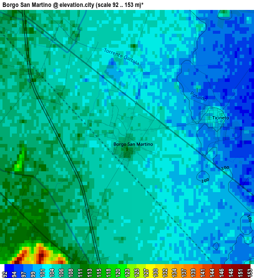 Borgo San Martino elevation map