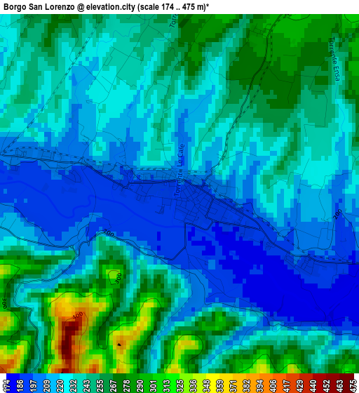 Borgo San Lorenzo elevation map