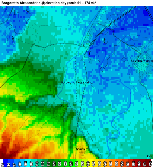 Borgoratto Alessandrino elevation map