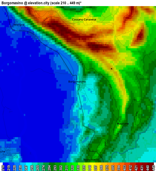 Borgomasino elevation map