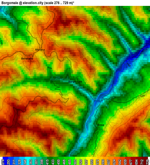 Borgomale elevation map