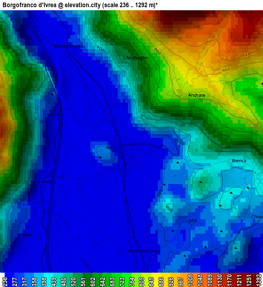 Borgofranco d'Ivrea elevation map