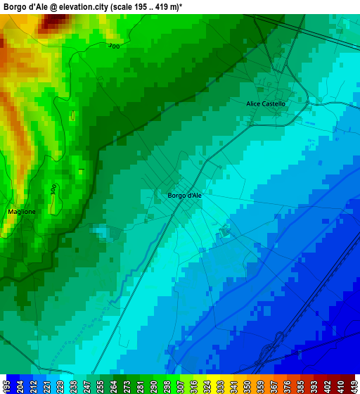 Borgo d'Ale elevation map