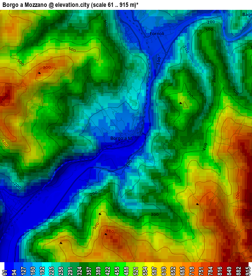 Borgo a Mozzano elevation map