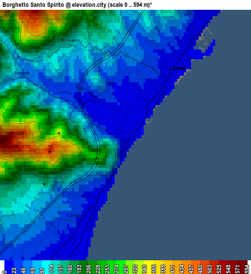 Borghetto Santo Spirito elevation map