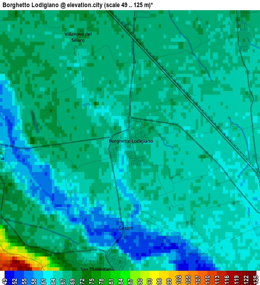 Borghetto Lodigiano elevation map