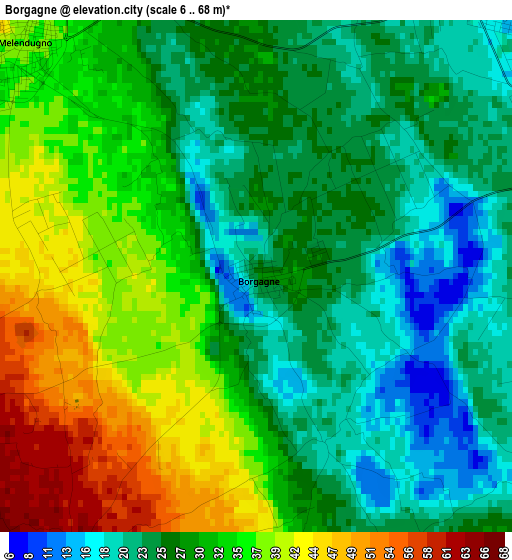 Borgagne elevation map