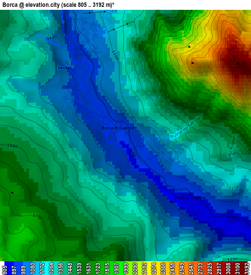 Borca elevation map