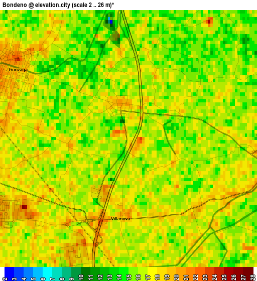 Bondeno elevation map