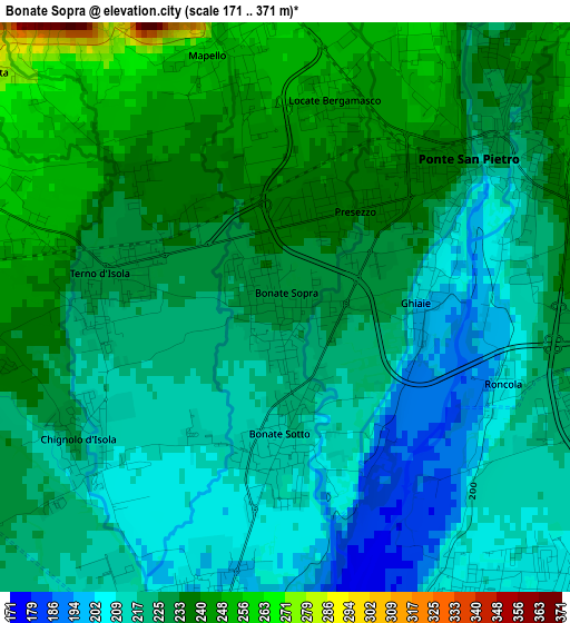 Bonate Sopra elevation map