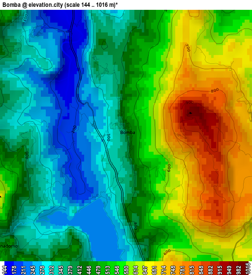 Bomba elevation map