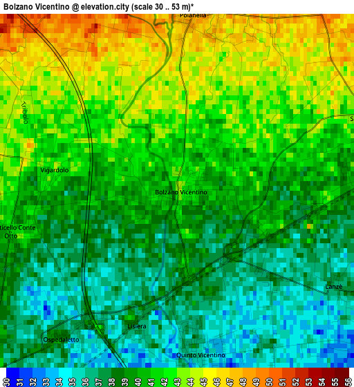 Bolzano Vicentino elevation map