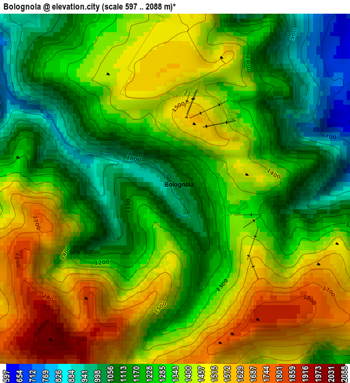 Bolognola elevation map