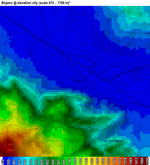 Bojano elevation map