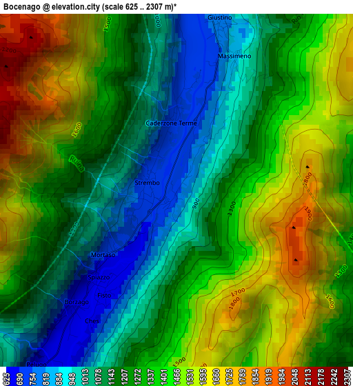 Bocenago elevation map