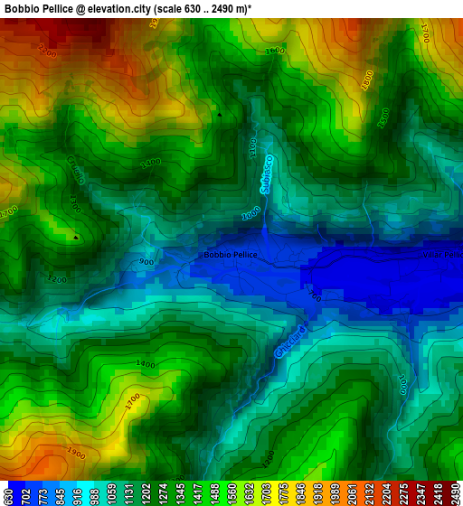 Bobbio Pellice elevation map