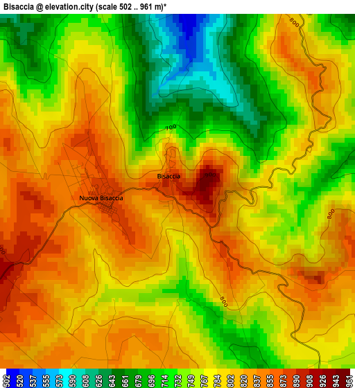 Bisaccia elevation map
