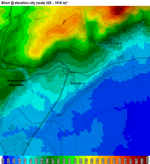 Birori elevation map