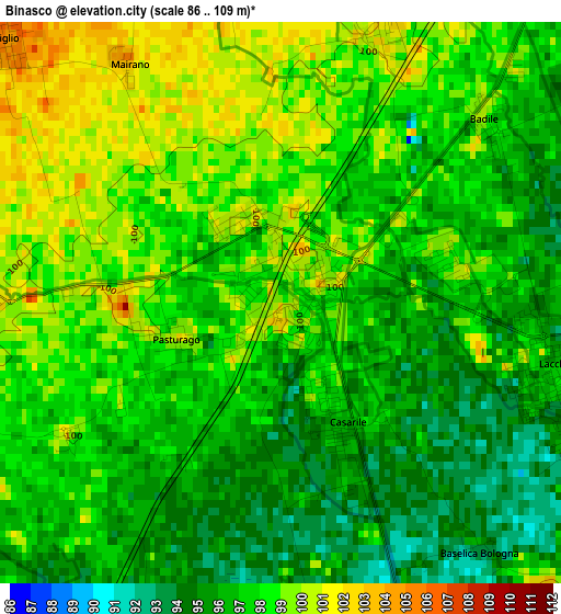 Binasco elevation map