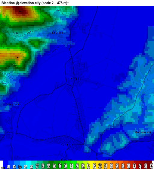 Bientina elevation map