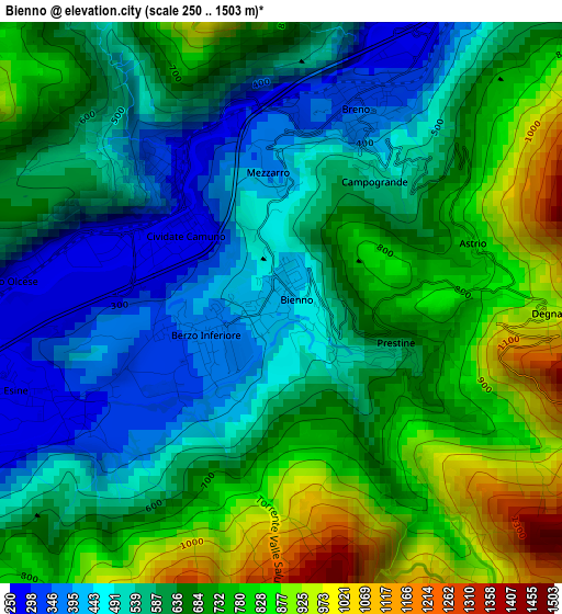 Bienno elevation map