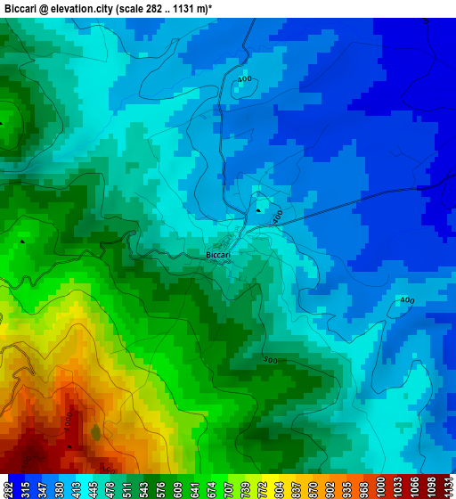 Biccari elevation map