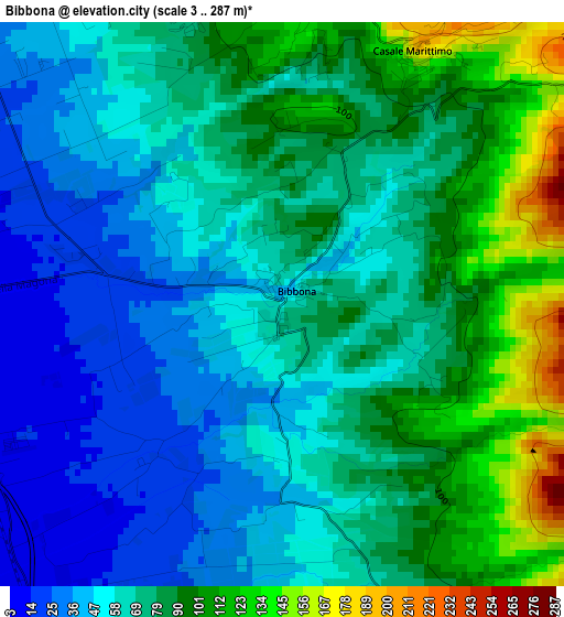 Bibbona elevation map