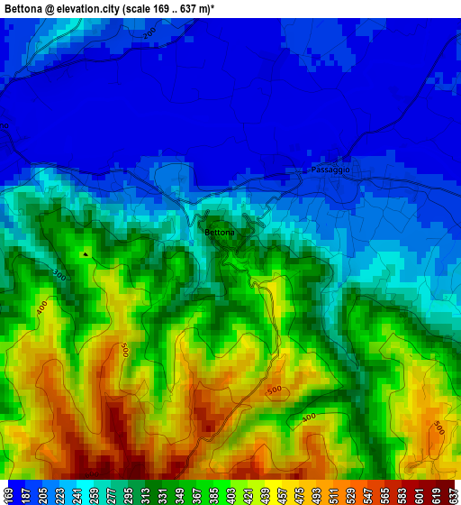 Bettona elevation map