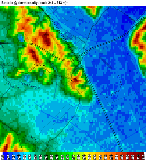 Bettolle elevation map