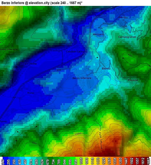 Berzo Inferiore elevation map