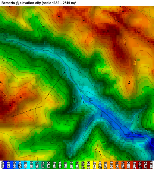 Bersezio elevation map