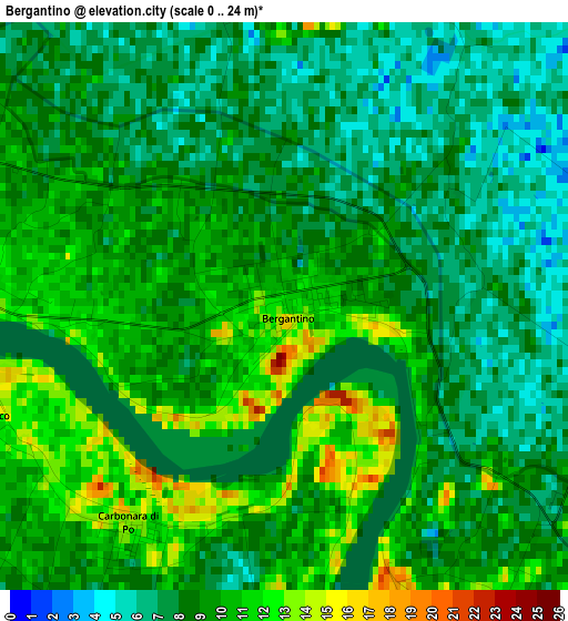 Bergantino elevation map