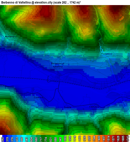 Berbenno di Valtellina elevation map