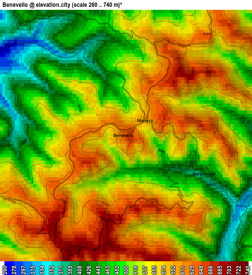 Benevello elevation map