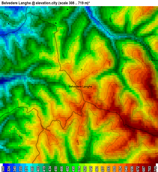 Belvedere Langhe elevation map