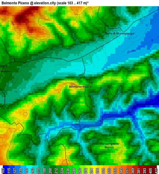 Belmonte Piceno elevation map