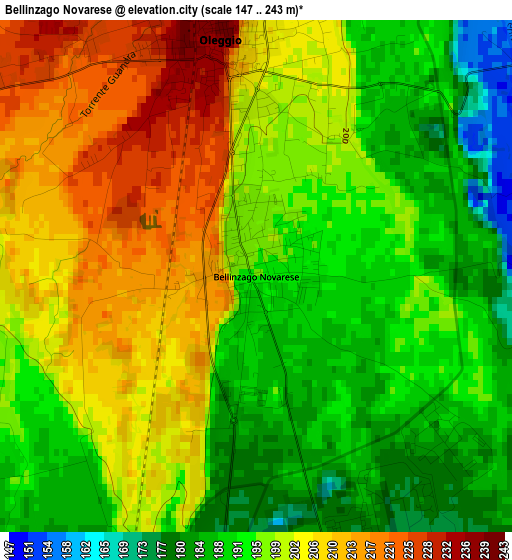 Bellinzago Novarese elevation map