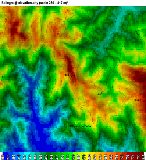 Bellegra elevation map