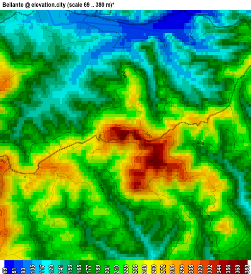 Bellante elevation map