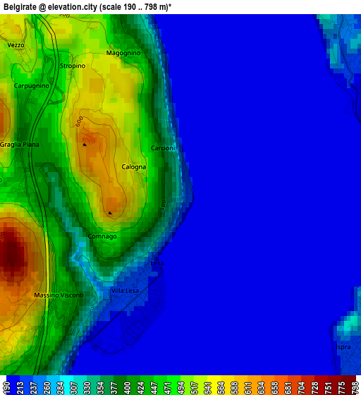 Belgirate elevation map