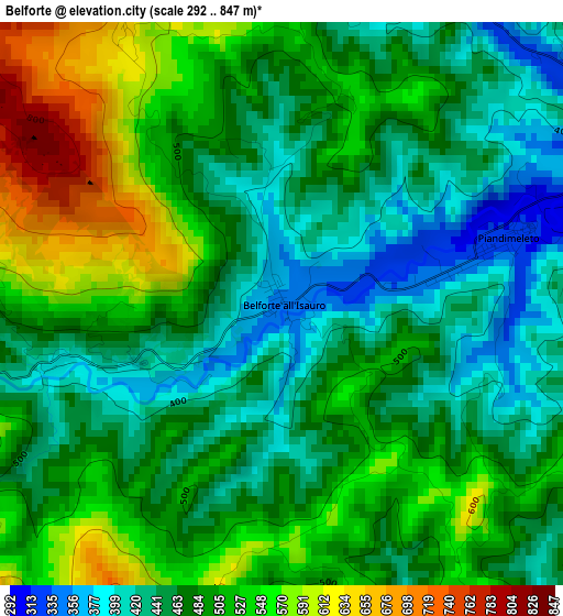 Belforte elevation map