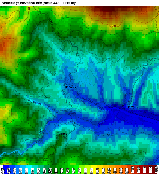 Bedonia elevation map