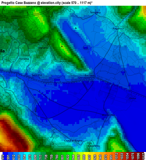 Progetto Case Bazzano elevation map