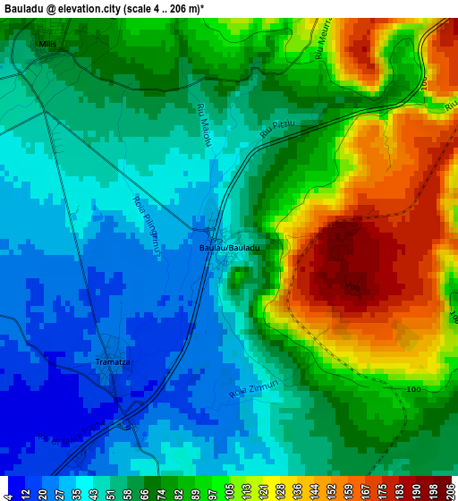 Bauladu elevation map