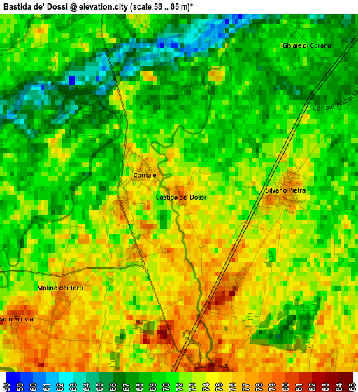 Bastida de' Dossi elevation map