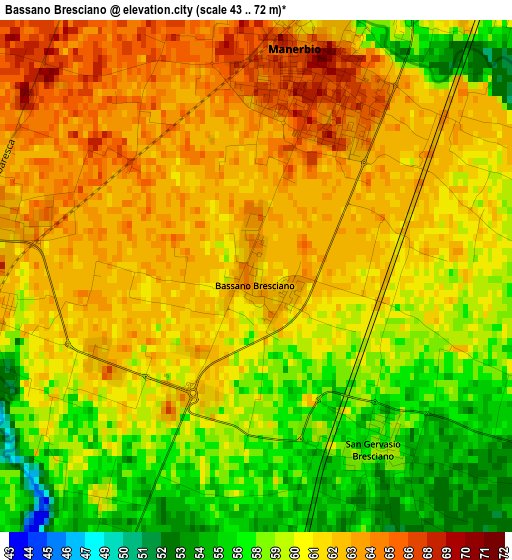 Bassano Bresciano elevation map