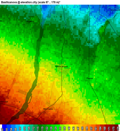 Basilicanova elevation map