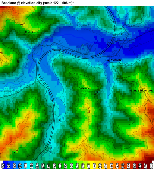 Basciano elevation map